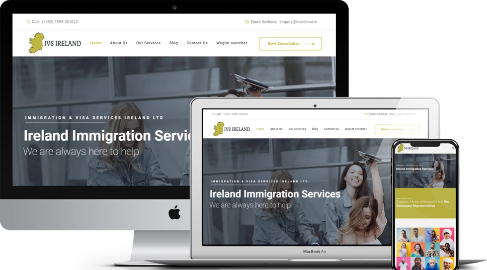 Immigration services website for IVS Ireland