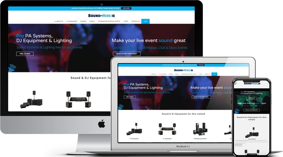 Event equipment hire website for Sound-Hire