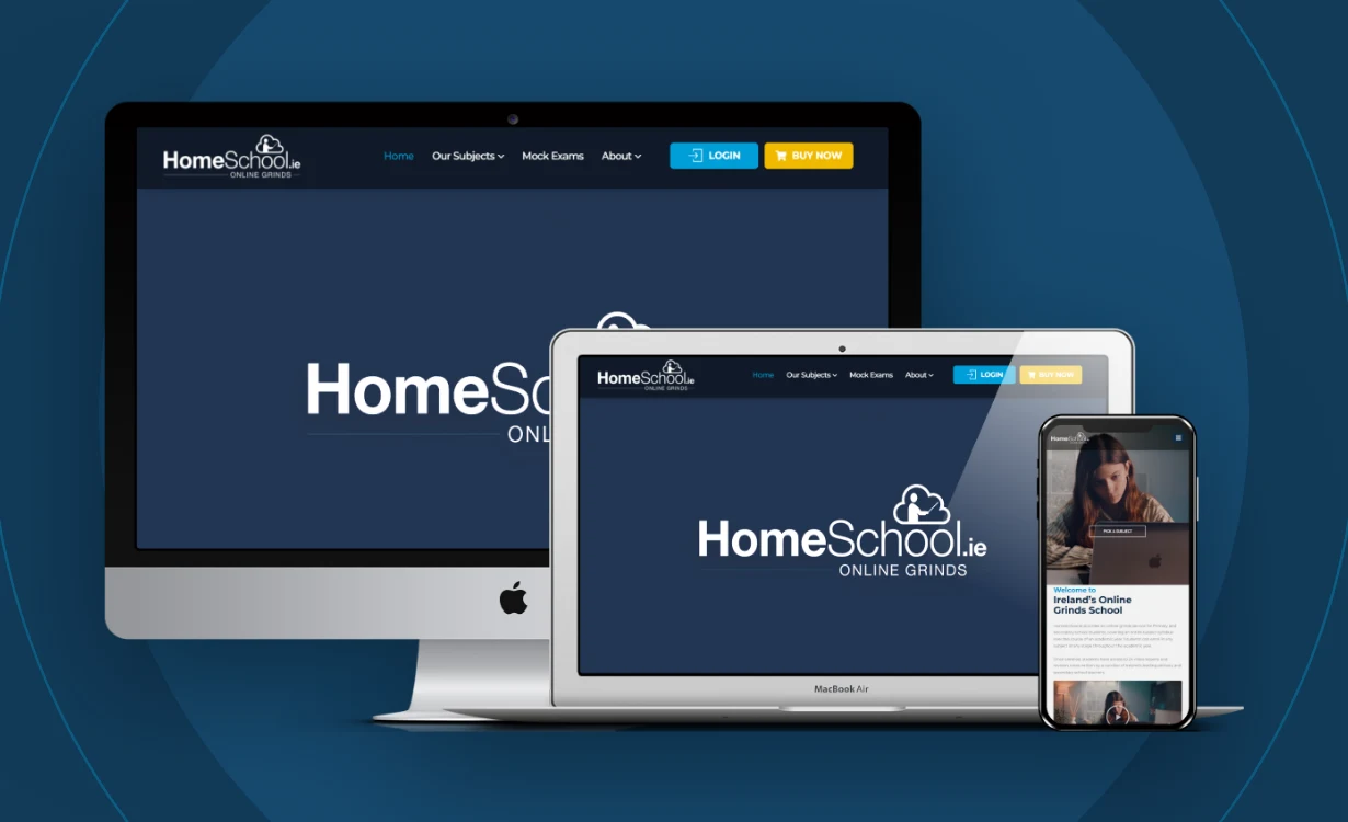 HomeSchool Ireland learning platform shown on a laptop