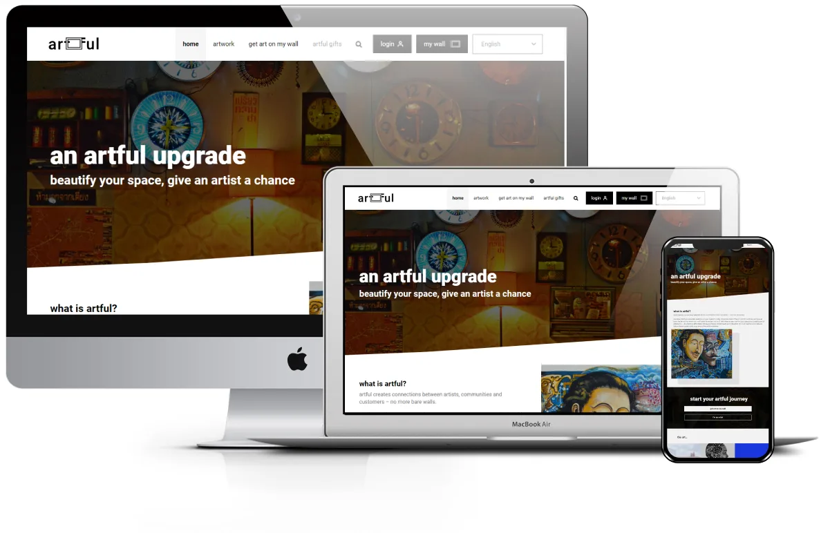 Artful Ireland website presentation across desktop, laptop and mobile screens