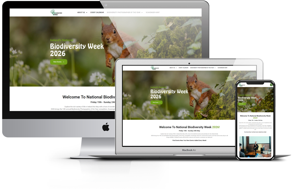 National Biodiversity Week website presentation across desktop, laptop and mobile screens