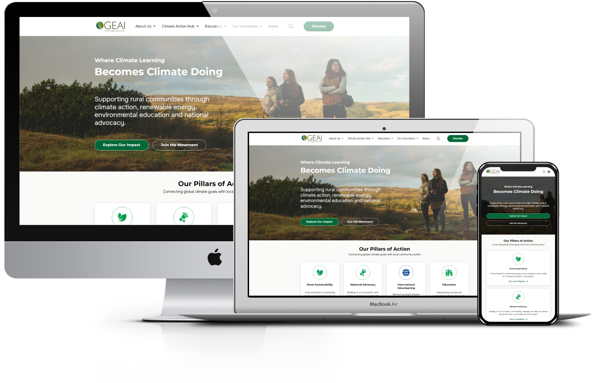Good Energies Alliance Ireland website presentation across desktop, laptop and mobile screens