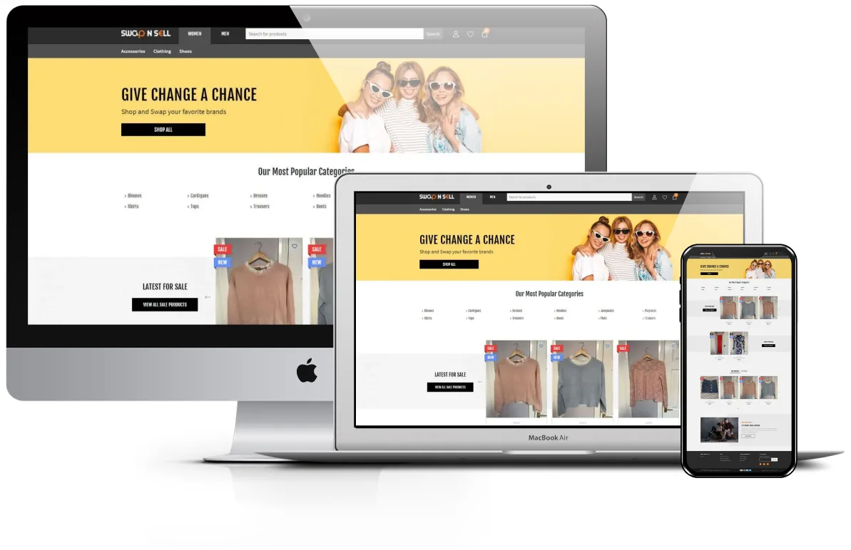 Fashion marketplace website for Swap N Sell Ireland
