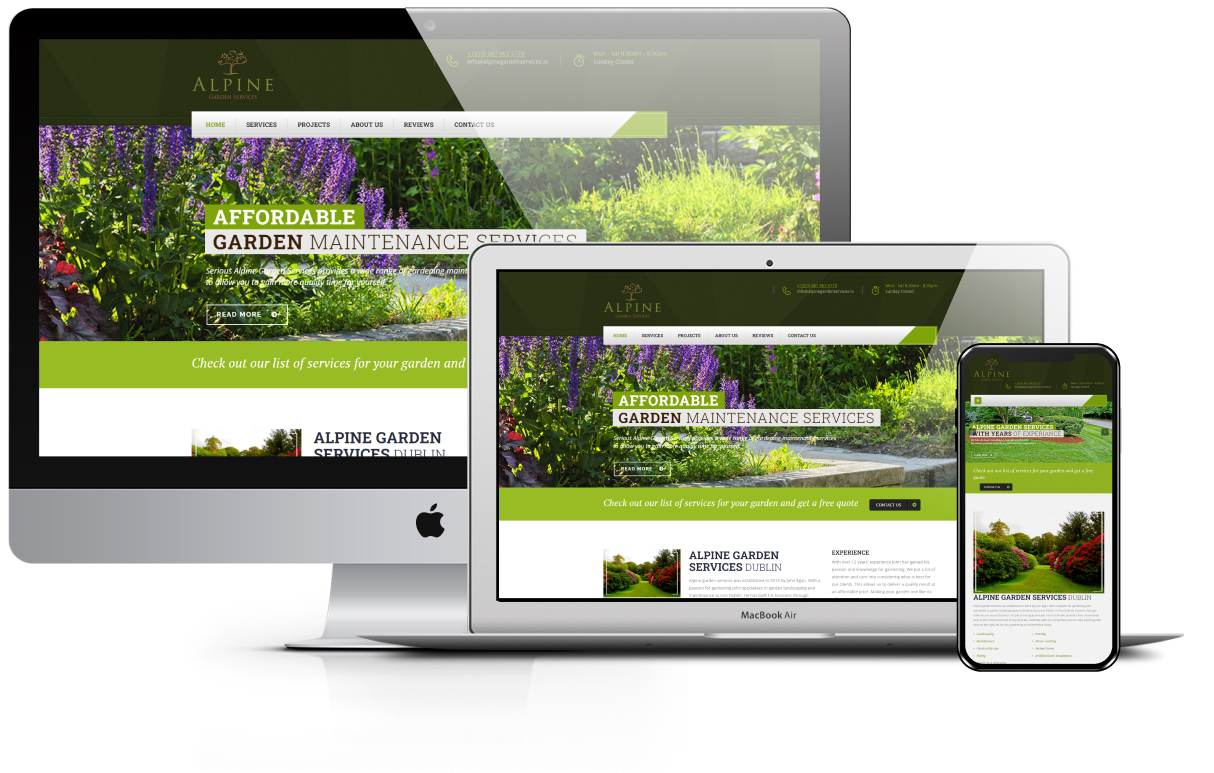 Alpine Garden Services - website design presentation