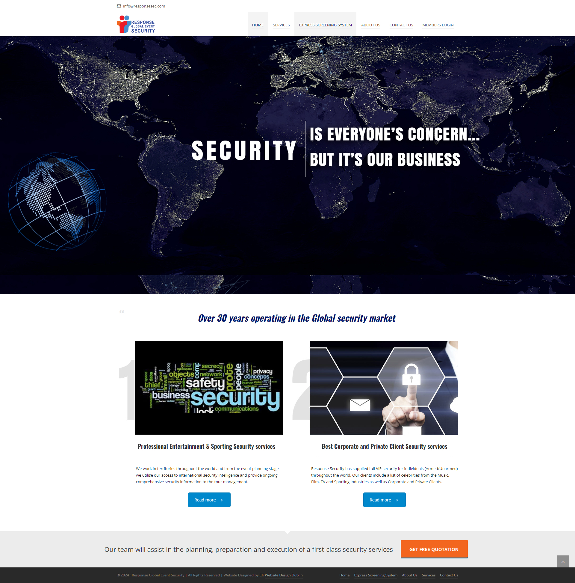 Response Global Event Security full website screenshot