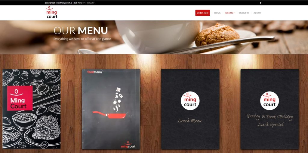 mingcourt menus design by ck website design