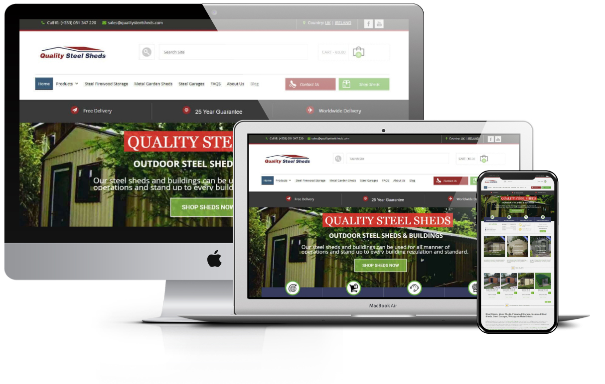Quality Steel Sheds - ecommerce design presentation